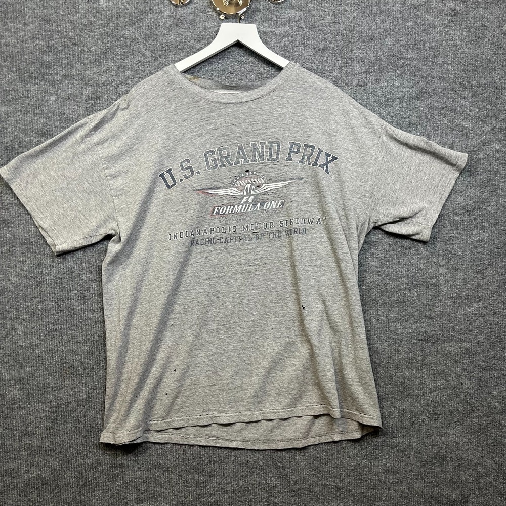 Logo Athletic T-Shirt Mens XL Gray Good US Grand Prix F1 Racing Vintage Graphic